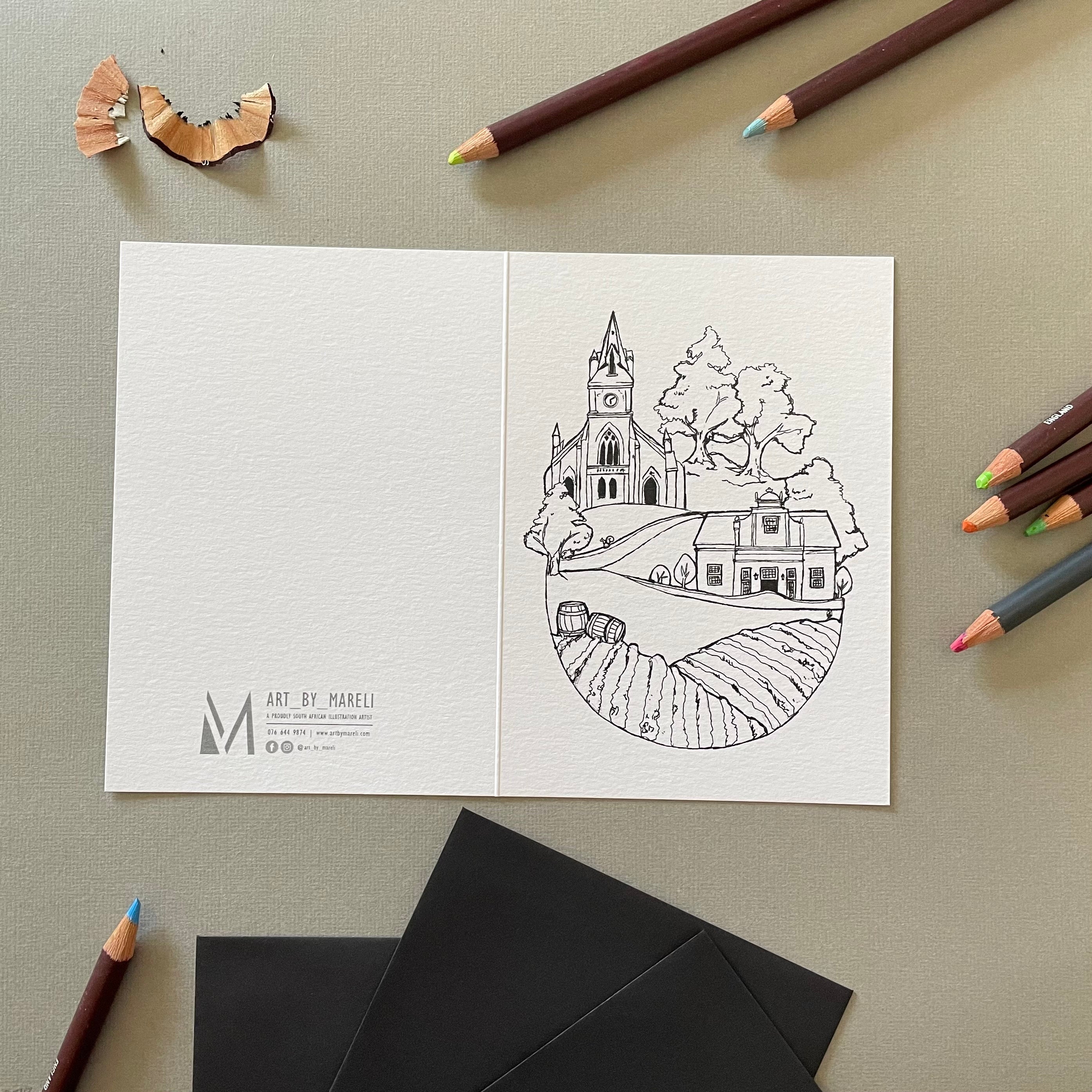 Stellenbosch colouring cards set of 3