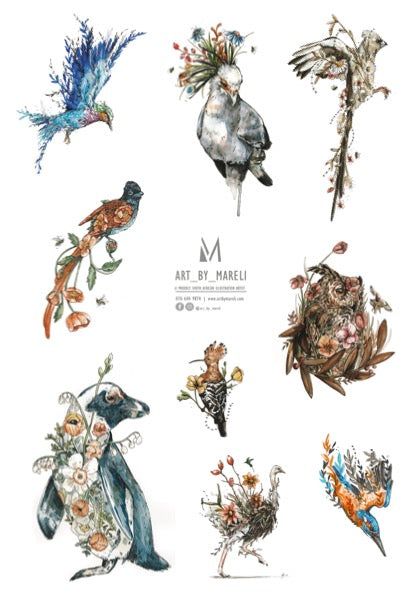 Floral bird collection