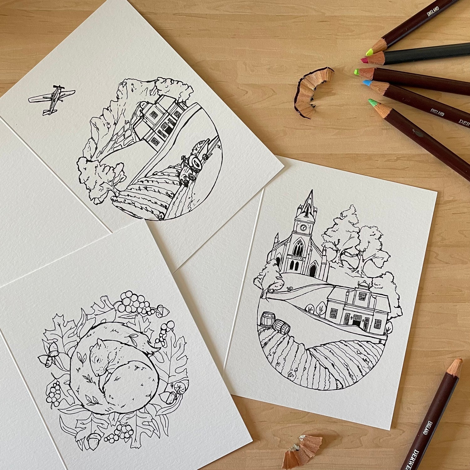 Stellenbosch colouring cards set of 3